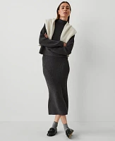 Ann Taylor Ribbed Sweater Skirt Heathered Onyx Women's