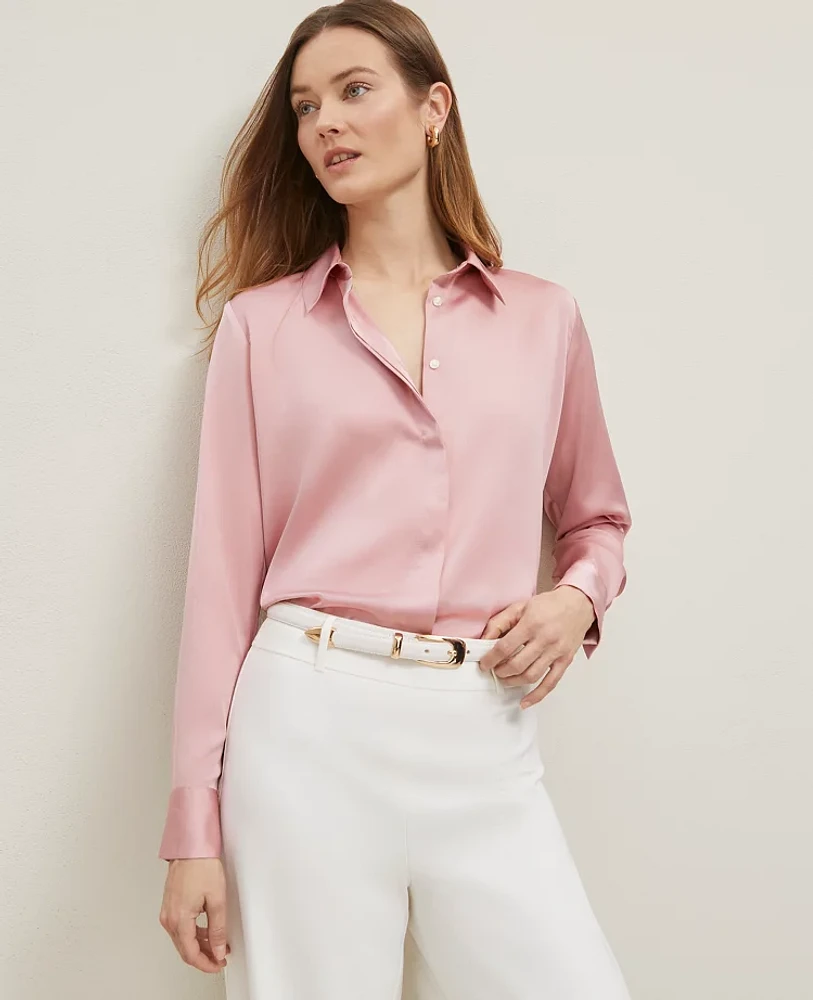 Ann Taylor Petite Satin Essential Shirt Women's