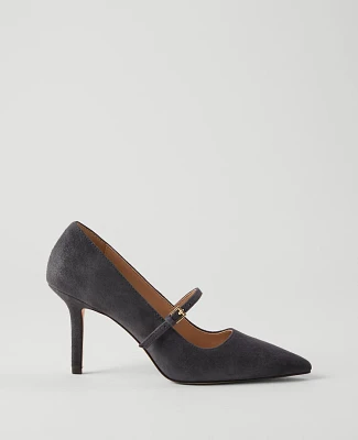 Ann Taylor Suede Mary Jane Pump Size 11 Dark Grey Women's