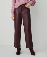 Ann Taylor The Petite Straight Ankle Faux Leather Pant Mauve Rose Women's