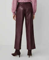 Ann Taylor The Petite Straight Ankle Faux Leather Pant Mauve Rose Women's