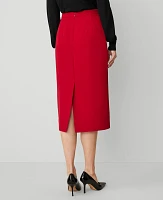 Ann Taylor Column Midi Pencil Skirt in Fluid Crepe Size 8 Gingham Red Women's