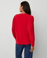 Ann Taylor Petite Mixed Media Bib Front Top Iconic Red Women's