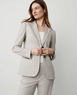 Ann Taylor The Greenwich Blazer Plaid Cashew Beige Women's