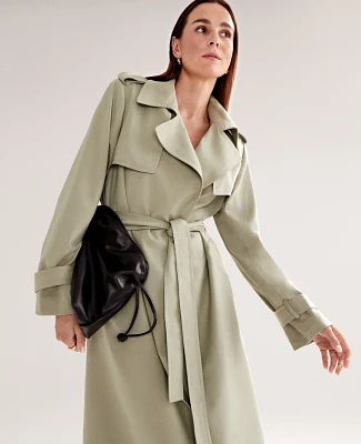 Ann Taylor Modern Trench Coat Size Large Seagrass Women's