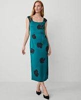 Ann Taylor Petite Floral Square Neck Column Maxi Dress Green Marais Women's