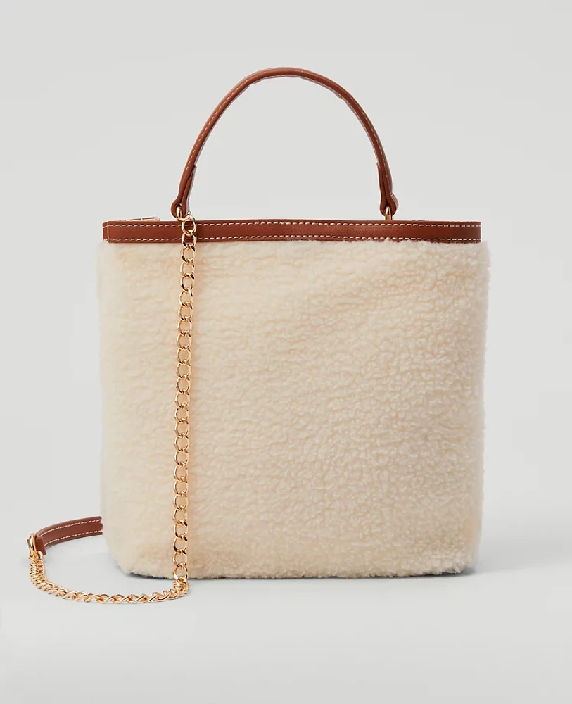 Ann Taylor Sherpa Tote Bag Ivory Women's