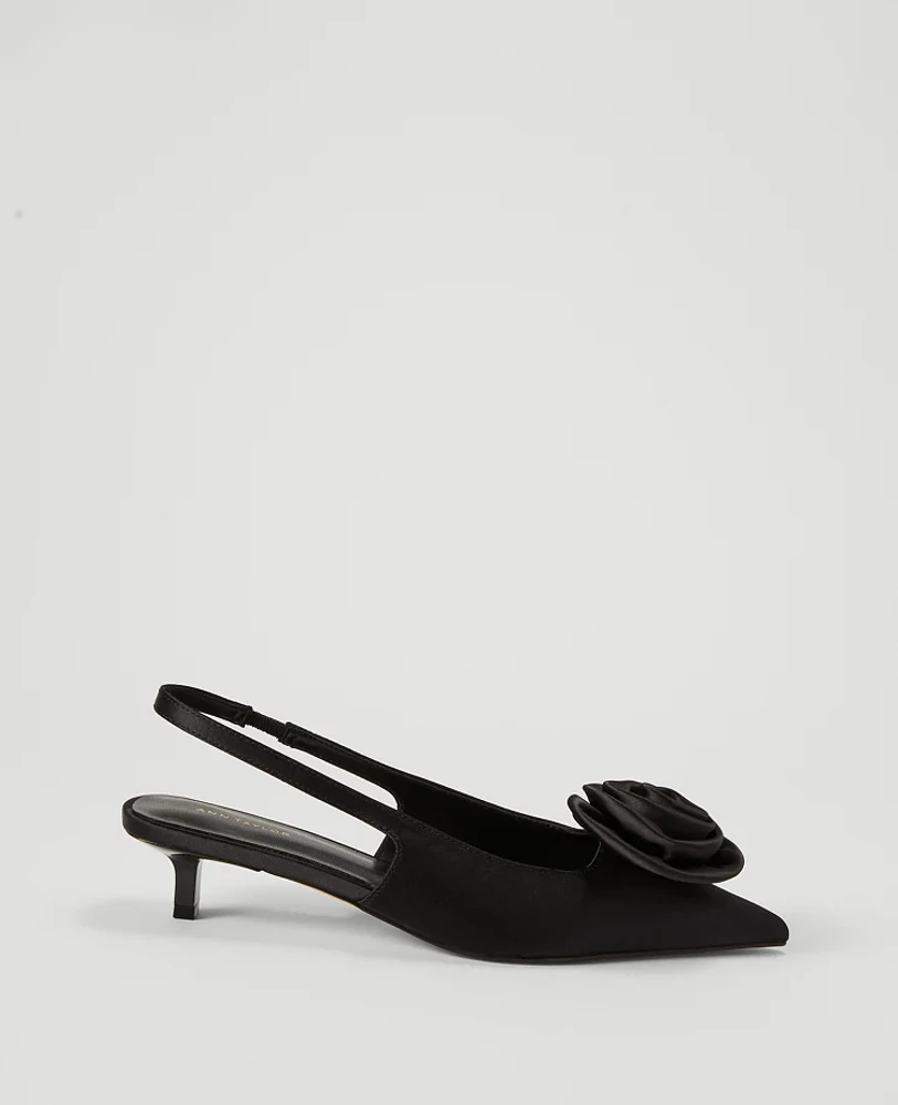 Ann Taylor Rosette Satin Slingback Pump Women's