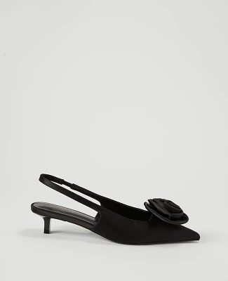 Ann Taylor Rosette Satin Slingback Pump Women's