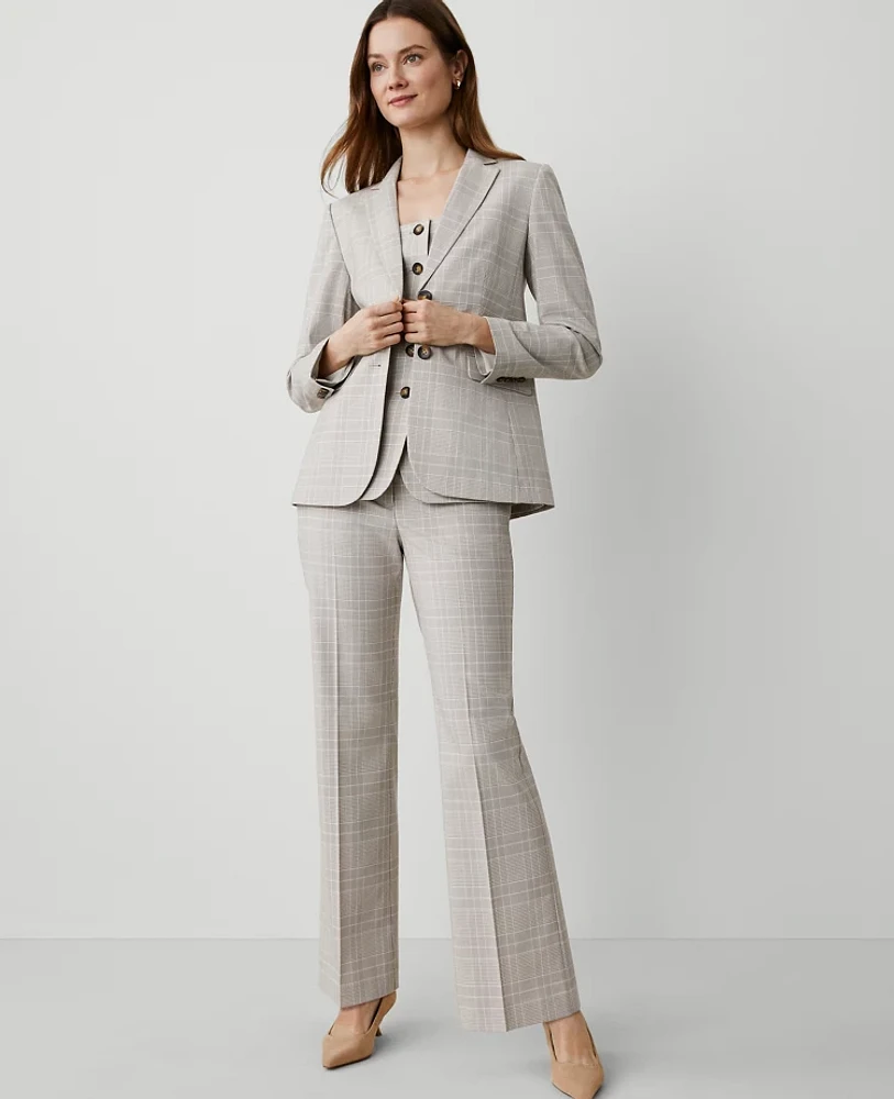 Ann Taylor The Jayne Trouser Pant Plaid Cashew Beige Women's