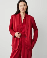 Ann Taylor The Petite Longline Blazer Satin Gingham Red Women's