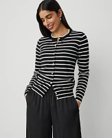 Ann Taylor Petite Stripe Cardigan Black Women's