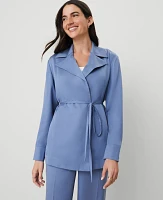 Ann Taylor Sateen Wrap Blazer Colony Blue Women's