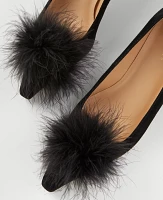 Ann Taylor Nip-Toe Kitten-Heel Suede Feather Pump Black Women's