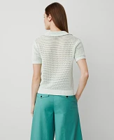 Ann Taylor Crochet-Collar Sweater T-Shirt Delicate Seafoam Women's