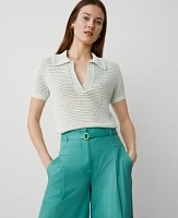 Ann Taylor Crochet-Collar Sweater T-Shirt Delicate Seafoam Women's