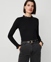 Ann Taylor Petite Ruffle-Trim Top Women's