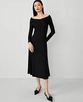 Ann Taylor Twist Off The Shoulder Midi Dress Black Women's