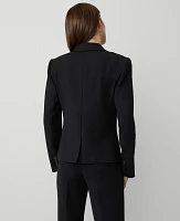 Ann Taylor The Short One-Button Peak Blazer Knit Crepe Black Women's