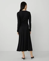 Ann Taylor Long-Sleeve Knit Midi Dress Black Women's