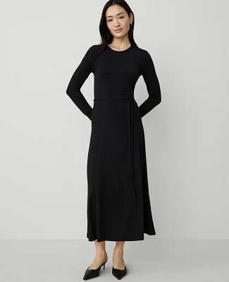 Ann Taylor Long-Sleeve Knit Midi Dress Black Women's