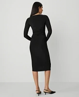 Ann Taylor Shimmer Knit Boatneck Sheath Dress Size 4 Black Women's