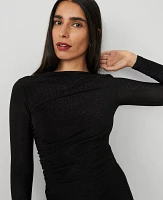 Ann Taylor Shimmer Knit Boatneck Sheath Dress Size 4 Black Women's