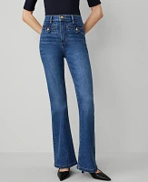 Ann Taylor The Tab Pocket Flare Jean Modern Indigo Wash Women's