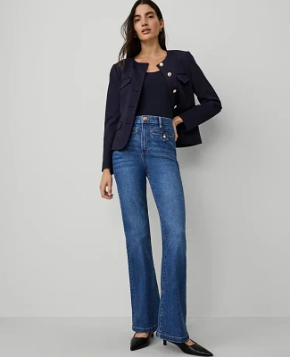 Ann Taylor The Tab Pocket Flare Jean Modern Indigo Wash Women's