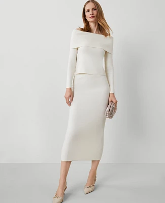 Ann Taylor Sweater Pencil Skirt Winter White Women's