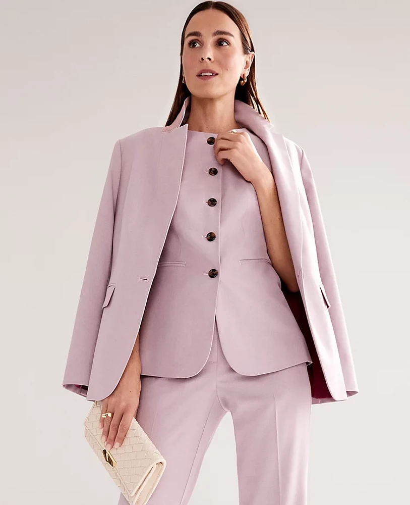 Ann Taylor The Long Notched One Button Blazer Rosy Mauve Women's