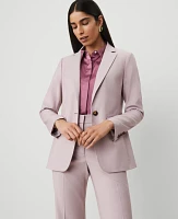 Ann Taylor The Long Notched One Button Blazer Rosy Mauve Women's