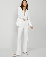 Ann Taylor The Trouser Pant Herringbone Linen Blend White Women's