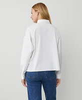 Ann Taylor Oversized Cropped Pocket Shirt White Women's