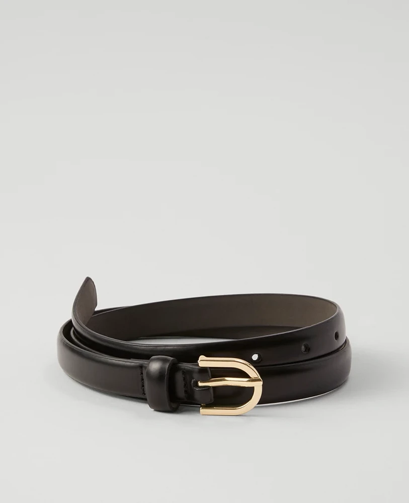 Ann Taylor Oval Buckle Skinny Leather Belt Women's