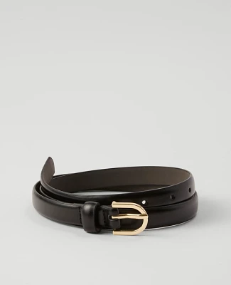 Ann Taylor Oval Buckle Skinny Leather Belt Women's