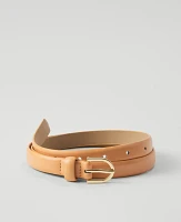 Ann Taylor Oval Buckle Skinny Leather Belt Eggshell Women's