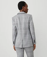 Ann Taylor The Crosby Blazer Plaid Black Women's