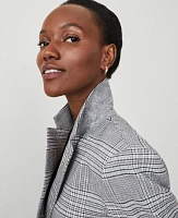 Ann Taylor The Crosby Blazer Plaid Black Women's