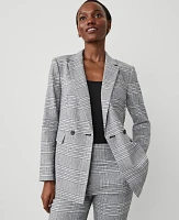 Ann Taylor The Crosby Blazer Plaid Black Women's