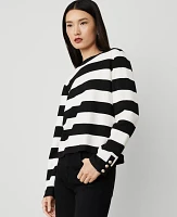 Ann Taylor Stripe Button-Cuff Top Women's