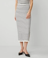 Ann Taylor Striped Knit Textured Skirt White/Black Multi Women's