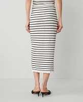 Ann Taylor Striped Knit Textured Skirt White/Black Multi Women's