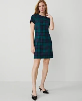 Ann Taylor Petite Tartan Shift Dress Rainforest Women's