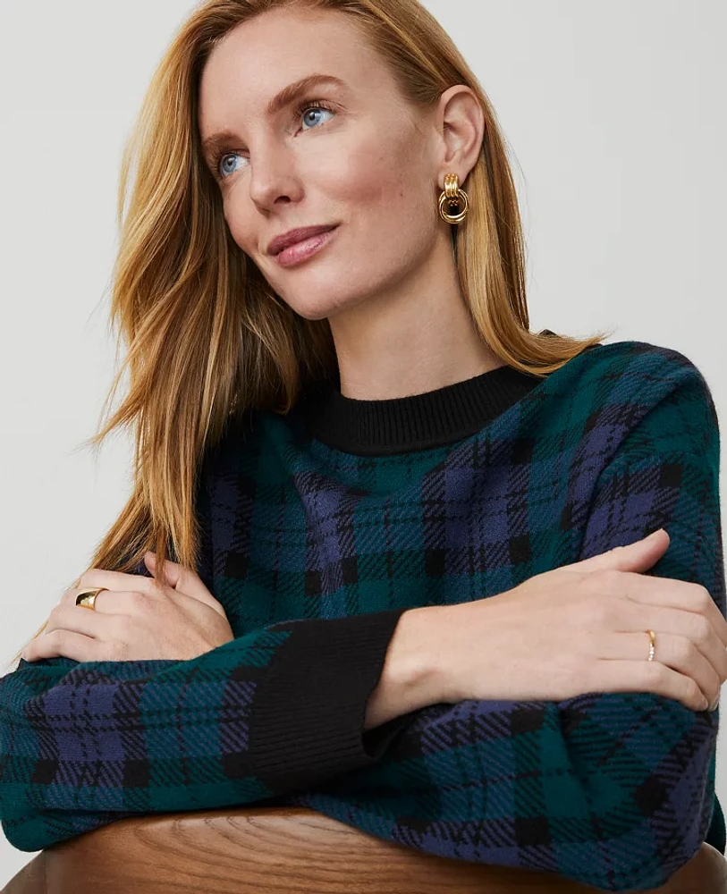 Ann Taylor Plaid Sweater Rainforest Women's