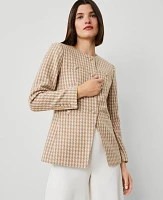 Ann Taylor Houndstooth Tweed Jacket Size 0 Cappucino Tan Women's