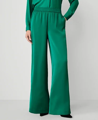 Ann Taylor The Perfect Wide-Leg Pant Satin Festive Holly Women's