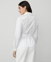 Ann Taylor Collared Wrap Blouse White Women's