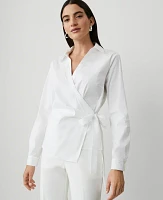 Ann Taylor Collared Wrap Blouse White Women's