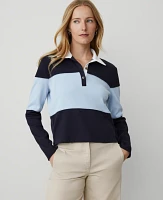 Ann Taylor Weekend Collection Cropped Polo Shirt Night Sky Women's